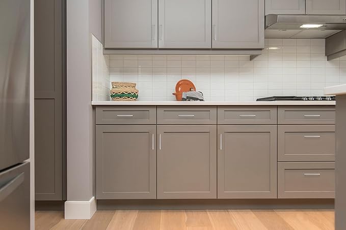 Ravinte 30 Pack Solid 5 Inch Center to Center Slim Square Bar Drawer Handles Cabinet Hardware - Brushed Nickel Kitchen Pulls