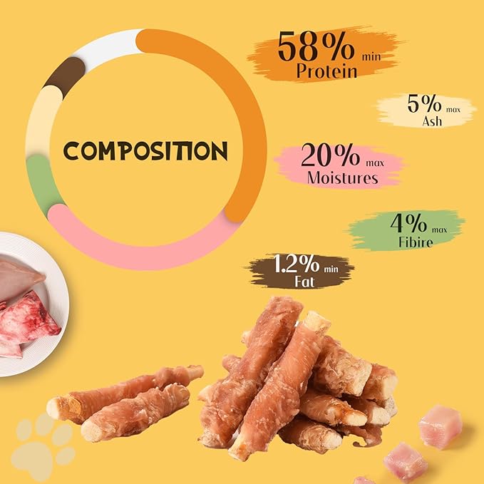 ASMPET Dog Treats Chews, Chicken Wrapped Beef Cartilage, Rawhide Free & Grain Free Dog Snacks 10.6 oz-Mewly Pet