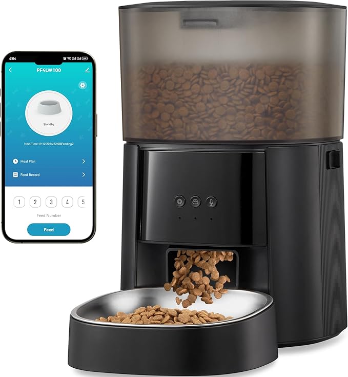 Automatic Cat Feeder WiFi with App Control, Voice Recorder, 4L Dry Pet Food Dispenser for Cats & Dogs with Freshness Preservation, Custom Feeding Times & Portions, Dual Power-Mewly Pet