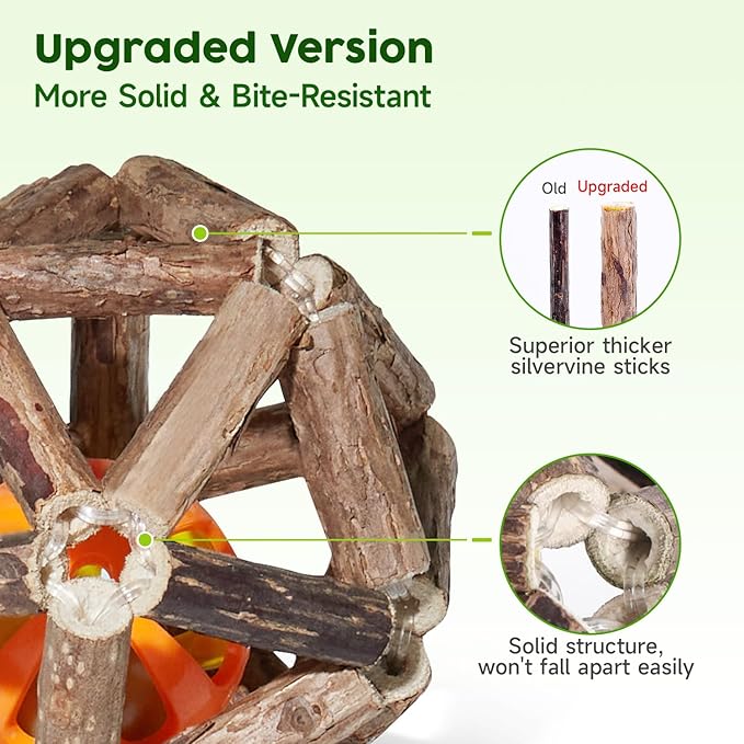 Potaroma Catnip Toys, 3Pcs Cat Toys Natural Silvervine Stick Cage Balls & Bell Ball for Indoor Cats, Kitten Cleaning Teeth Molar Matatabi Cat Chew Toy All Breeds-Mewly Pet