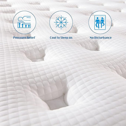 Rimensy Full Mattress, 10 Inch Hybrid Mattresses in a Box, Upgrade Individually Pocket Springs, Medium Firm
