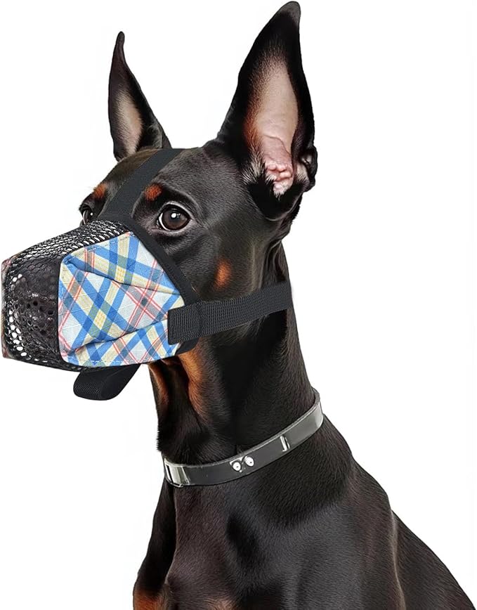 Dog Muzzle for Small Large Dogs - Soft Nylon Basket Muzzle with Adjustable Strap, Breathable Mesh Design Prevents Biting Chewing Licking Eating - Ideal for Training, Grooming & Vet Visits (Blue, XL)-Mewly Pet