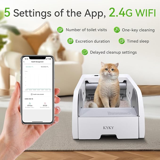 S6 Self Cleaning Litter Box, Upgraded Automatic Cat Litter Box Self Cleaning That Can Use Clumping Cat Litter, Open Design with Cats Taking to It Immediately, Anti Pinch and Odorless-Mewly Pet