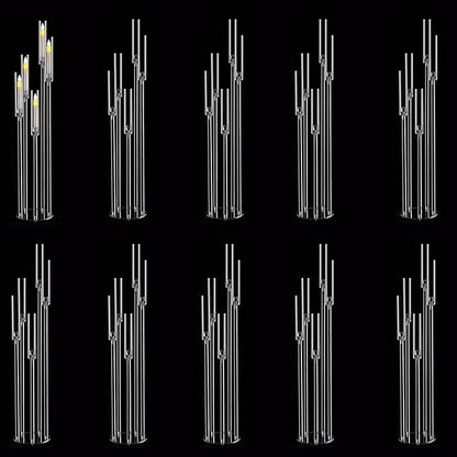 10pcs 5 Arm Candelabra Acrylic Clear Floor Candelabra for Wedding Decor Tall Candle Holder for Table Centerpiece Ceremony Party Home Decoration Fit 0.8 LED Candle