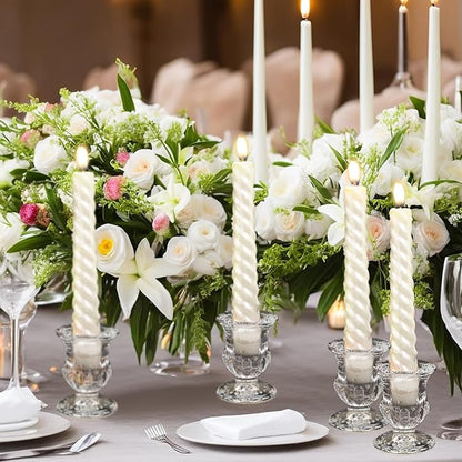 Foaincore 78 Pack Glass Candlestick Holders Bulk 2.5 Inch Taper Candle Holders Small Ritual Candle Stand Table Centerpieces for Wedding Christmas Valentine's Festival Party Dining Decorations (Clear)