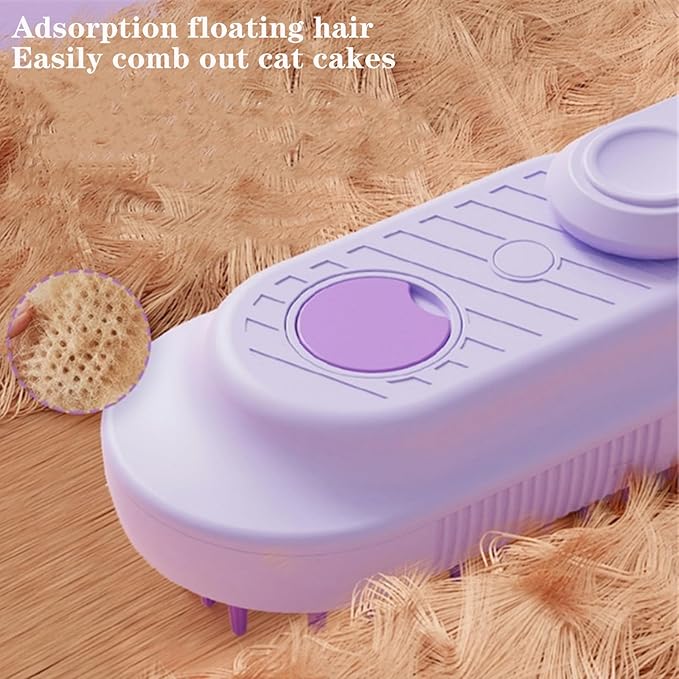 Pet Grooming Brushm,Cat Brush,3 In1 Spray Cat BrushSelf-Cleaning Wet Dog Comb with USB Rechargeable & Water Tank,Suitable for Dogs,Cats to Reduces Flying Hair,Remove Tangled & Loose Hair (Purple)-Mewly Pet