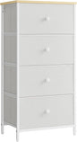 SONGMICS Dresser for Bedroom, Fabric Dresser with 4 Drawers, Metal Frame, Small Chest of Drawers, White and Oak ULTS314W57