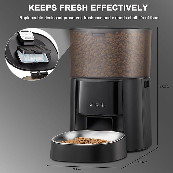 Automatic Cat Feeder WiFi with App Control, Voice Recorder, 4L Dry Pet Food Dispenser for Cats & Dogs with Freshness Preservation, Custom Feeding Times & Portions, Dual Power-Mewly Pet