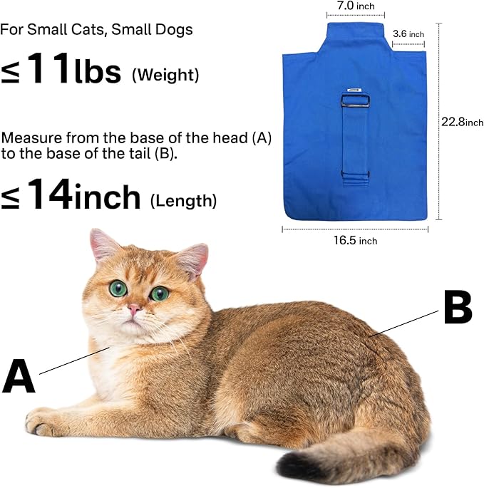 [Cozy Travel] Cat Carrier Pouch, Soft Cat Carrier for Small Cats, Kitten Carrying Bag, Restraint Bag for Nail Trimming, Vet Visits, Giving Meds, Car Travel - Klein Blue Upgrade-Mewly Pet