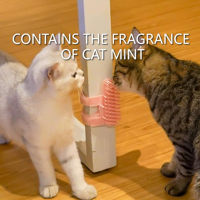 ABCOOL Cat Pet Self Grooming Comb Brush - Multi Functional Catnip Flavor Corner Massage Glove Tool for Kitten Puppy Relaxing, Extra Soft Silicone Pins Handy Hair Shedding Trimming-Mewly Pet