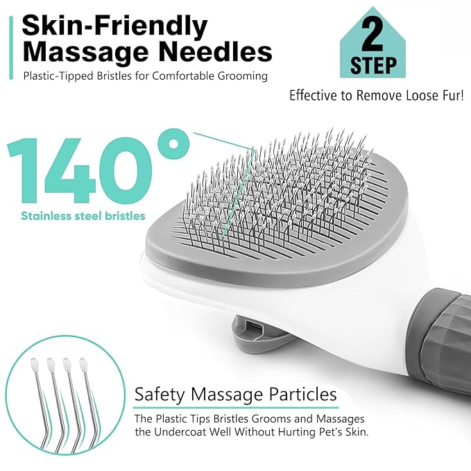 3PCS Dog Grooming Brush - Dog Brush for Shedding Massaging Bathing - Double Sided Shedding, Dematting Undercoat Rake - Self Cleaning Slicker Comb for Dogs and Cats with Long or Short Coats-Mewly Pet