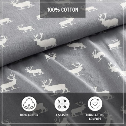 Eddie Bauer - Twin Sheets, Cotton Flannel Bedding Set, Brushed For Extra Softness, Cozy Home Decor (Elk Grove, Twin)
