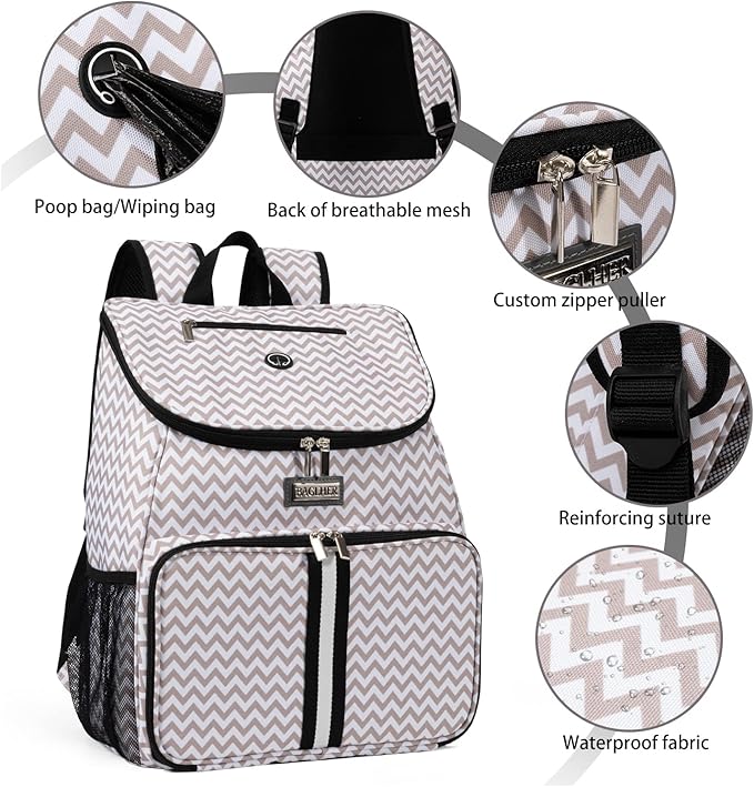 BAGLHER丨Dog Travel Bag, Airline Approved Pet Supplies Backpack, Dog Travel Backpack with 2 Silicone Collapsible Bowls and 2 Food Baskets-Mewly Pet
