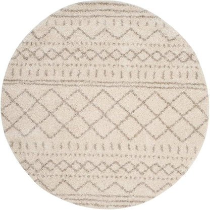 SAFAVIEH Arizona Shag Collection Area Rug - 10' Round, Ivory & Beige, Moroccan Design, Non-Shedding & Easy Care, 1.6-inch Thick Ideal for High Traffic Areas in Living Room, Bedroom (ASG741A)