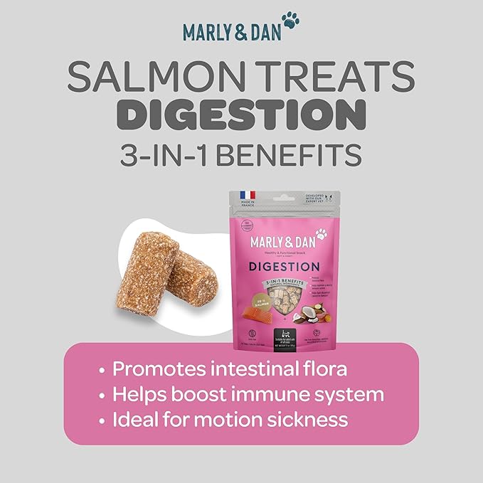 Marly & Dan Salmon Treats for Cats with Sweet Potato & Tumeric, Tummy & Digestion Recipe, 3-oz Bag-Mewly Pet