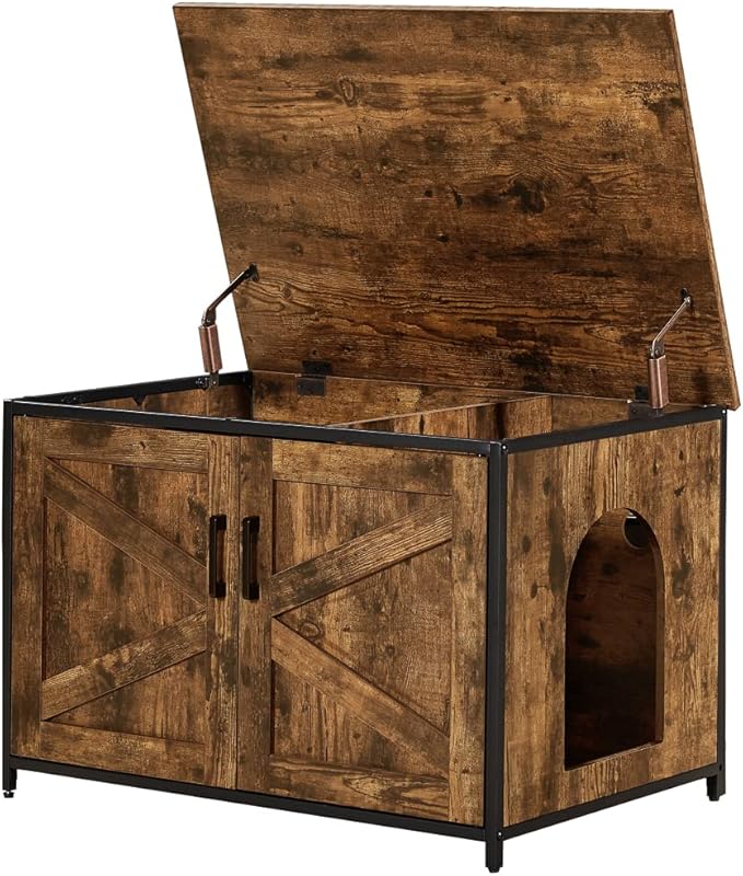 unipaws Top Opening Cat Litter Box Enclosure, Friendly to Elderly People, Waist or Keen Problem People, XL Extra Large Cat Box Furniture, High Jumbo Automatic Litter Box Cover Hidden for Large Cat-Mewly Pet