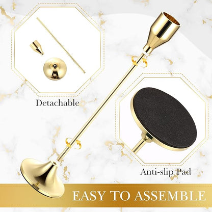Mumufy 30 Pcs Candle Holders Taper Candlestick Metal Tall Candle Holders Table Centerpieces for Wedding Party Home Decorations, Fits 3/4'' Thick(Imitation Gold)