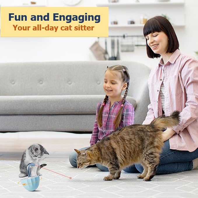 Cat toys for indoor cats Laser pointer, Interactive cat toy for bored Indoor adult Cats, Automatic cat toys laser pointer,Random Trajectory and Tumbler Base, USB rechargeable, laser for cats-Mewly Pet