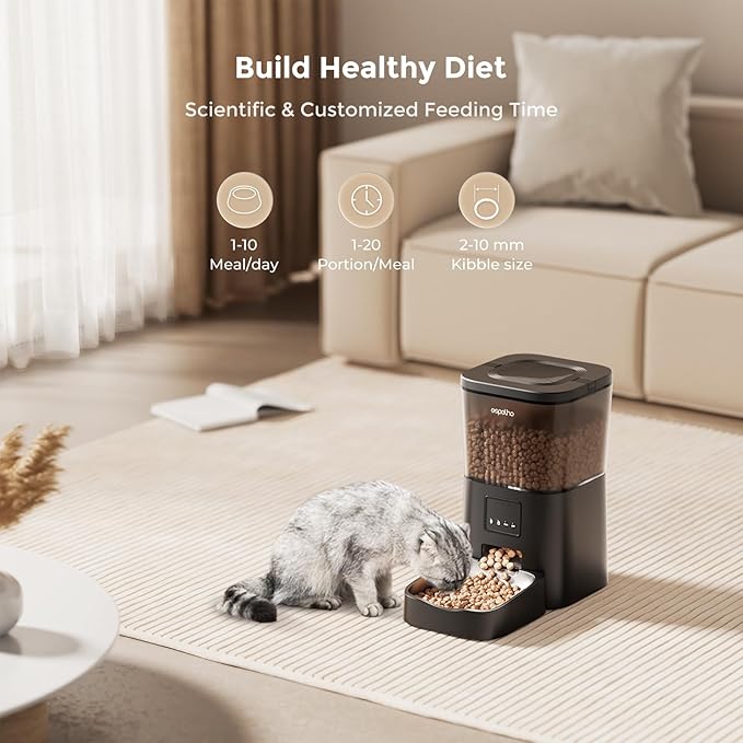 Espelho Automatic Cat Feeders WiFi: 2.4Ghz Smart APP Control- Timed Cat Food Dispenser with Desiccant Bag Keep Fresh for Indoor- Easy Set Up and Clean with Voice Recorder- Up to 10 Meals per Day-Mewly Pet