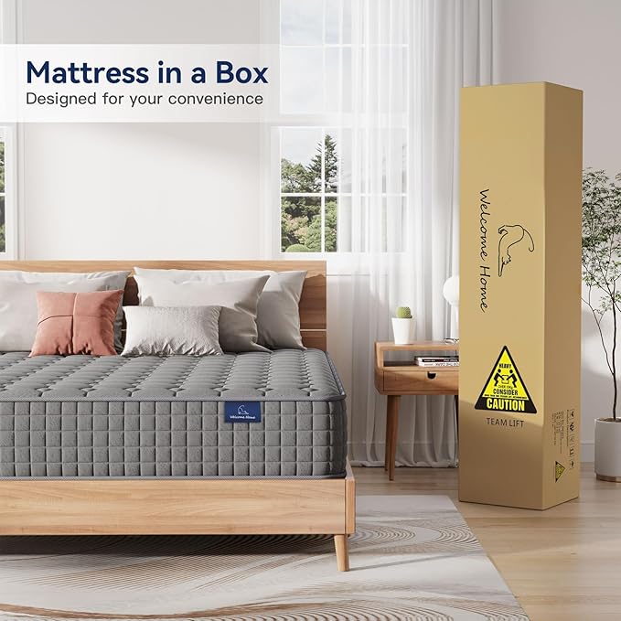 Vesgantti 8 Inch Multilayer Hybrid Twin XL Mattress - Multiple Sizes & Styles Available, Ergonomic Design with Breathable Foam and Pocket Spring, Medium Firm Feel, Grey