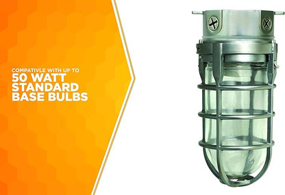 Woods L1706 Vandal Resistant Security Light With Ceiling Mount (150W Incandescent Bulb; Silver)