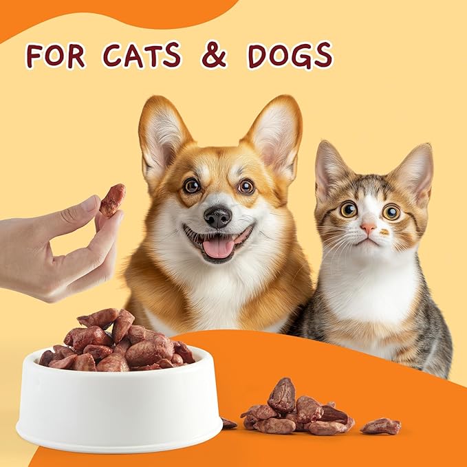 Jungle Calling Cat Treats & Dog Snacks, Freeze Dried Chicken Hearts Halves for Cats & Dogs, Single Ingredient Organ Meat, High Protein Pet Training Treats & Food Topper, 7.76 oz-Mewly Pet