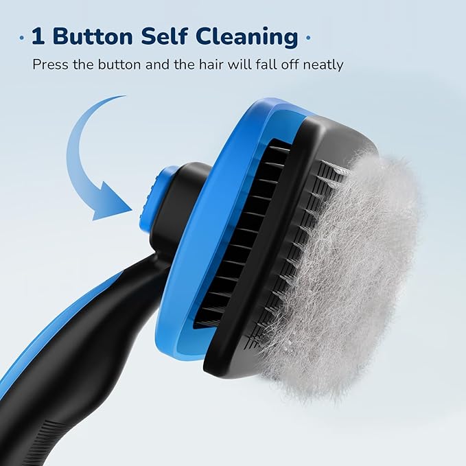 Pecute Self-Cleaning Slicker Brush for Dogs, Cats, Lightweight Dog Brush for Shedding Massaging Grooming, Cat Brush Gently Removes Loose Fur Undercoat for Dogs Cats Rabbits of All Hair Types-Mewly Pet