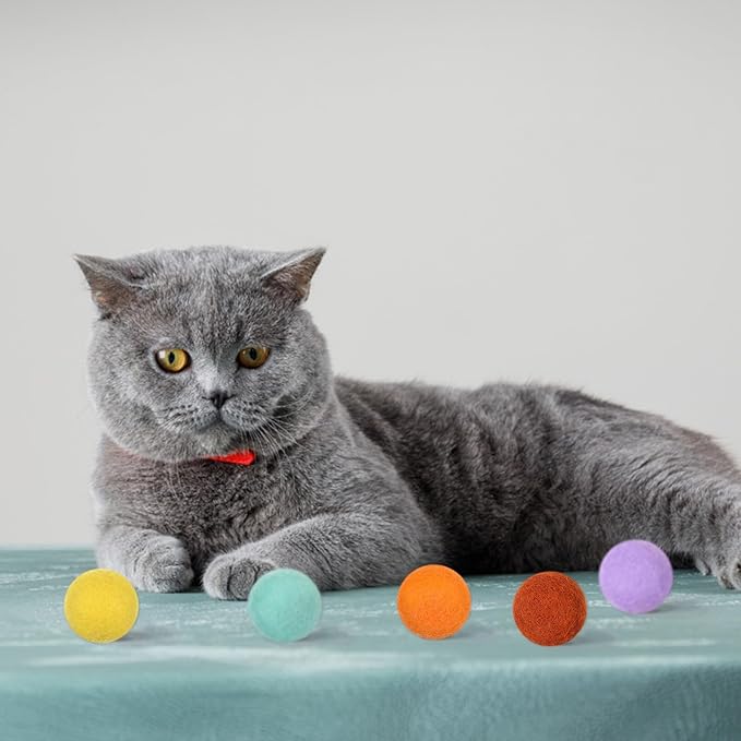 14 PCS Wool Cat Ball Toys, Quiet Play Felt Cat Ball Toys Kitty Kicker Exercise Toy, Fun Colorful Kitty Kitten Toy for Interactive Kitten Balls for Indoor 1.2in-Mewly Pet