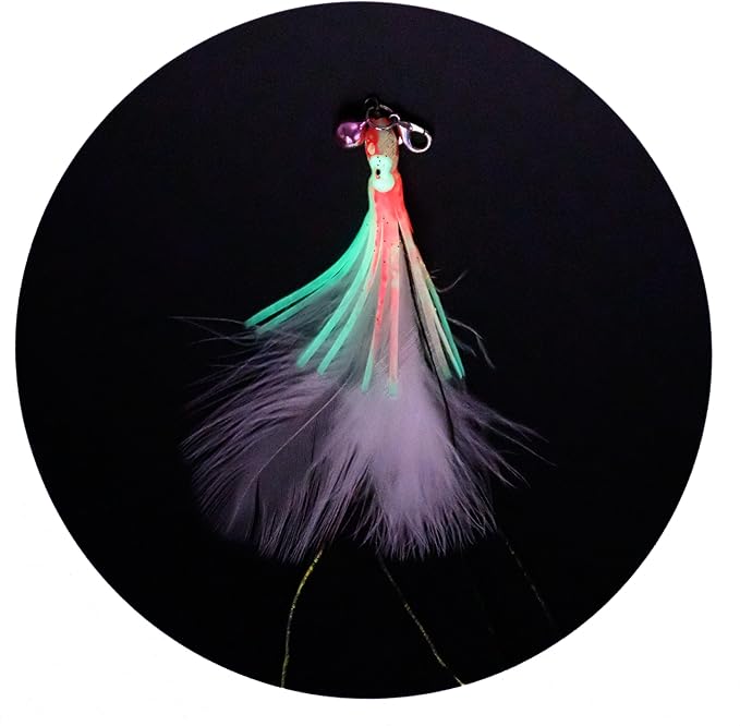 Cat Wand Toy with Round Base – Interactive Feather & Glow-in-The-Dark Octopus Attachments – Suction Cup Cat Toy for Indoor Cats & Kittens-Mewly Pet