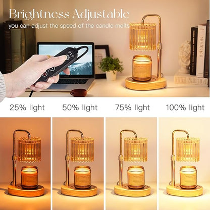 Candle Warmer Lamp with Timer: Gold Candle Warming Lamp Height Adjustable Wax Melt Warmer Dimmable Modern New Home Bedroom Decor Housewarming Gift for Women