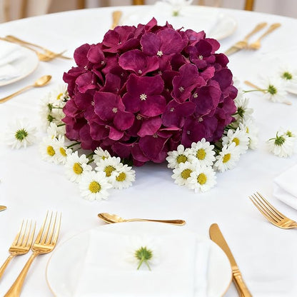 100PCS Artificial Hydrangea Flowers, Fake Flowers Silk Hydrangea Full Flowers Heads with Stems for Wedding Home Party Shop Baby Shower Decor (Fuchsia)