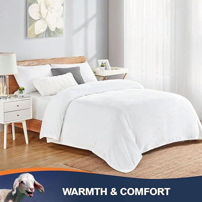 Walensee Fleece Blanket Plush Throw Fuzzy Lightweight (Twin Size 60x80 White) Super Soft Microfiber Flannel Blankets for Couch, Bed, Sofa Ultra Luxurious Warm and Cozy for All Seasons