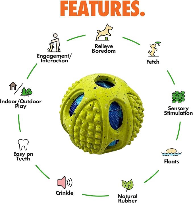 Max Fusion with Nike Grind, Arlee Meteor Dog Toy, Chew Toy for Play, Fetch, Tug, M-Mewly Pet