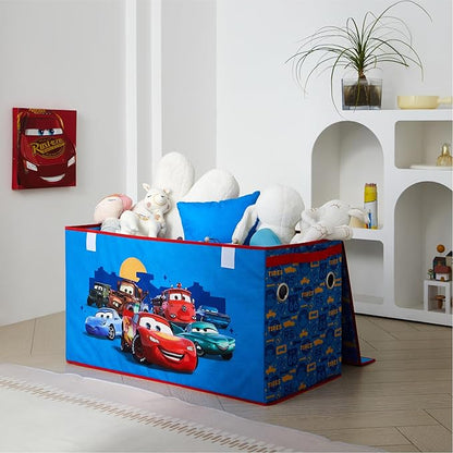 Idea Nuova Disney Pixar Cars Collapsible Storage Trunk,Durable Kids Toy Organizer with Soft Lid, Foldable Chest for Bedroom & Playroom, 28.5" x 14.5" x 16"