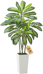 VEVOR Artificial Dracaena Tree 5 ft, Fake Palm Tropical Plants with White Tall Planter, Faux Floor Silk Plant in Pot, Large Trees for Home Office Living Room Decor House Warming, Indoor Outdoor