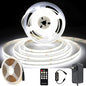 White COB LED Strip Light, Dimmable 16.4ft/5m LED Light, 6000K Daylight White 2400 LEDs High Lumen LED Tape Lights CRI 90+ with RF Remote and UL Power for Bedroom,Kitchen,DIY Home Decoration
