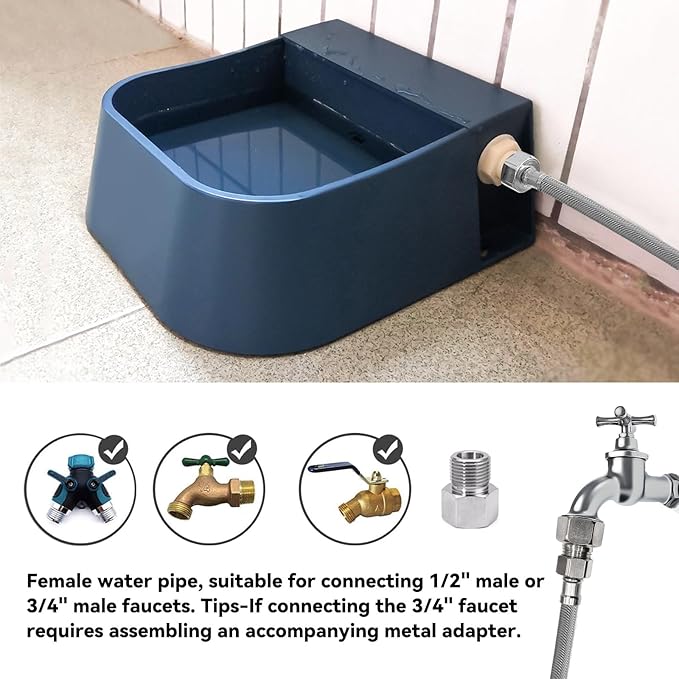 NAMSAN Automatic Dog Water Dispenser with Float Valve, 3/4'' Anti-Bite Metal Pipe, Outdoor Automatic Water Dispenser for Cats Chicken Animals, Goat Waterer, Livestock Water Trough-Mewly Pet
