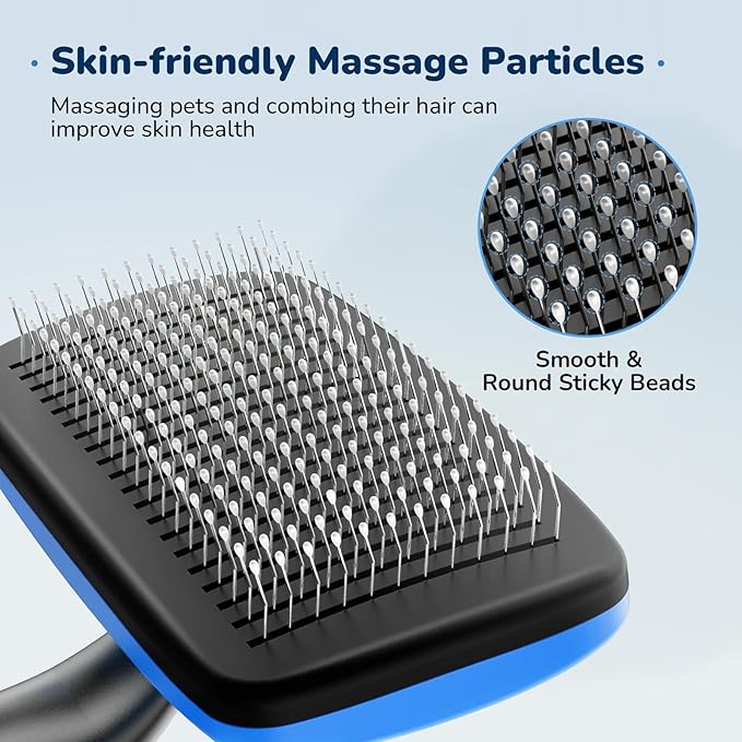 Pecute Self-Cleaning Slicker Brush for Dogs, Cats, Lightweight Dog Brush for Shedding Massaging Grooming, Cat Brush Gently Removes Loose Fur Undercoat for Dogs Cats Rabbits of All Hair Types-Mewly Pet