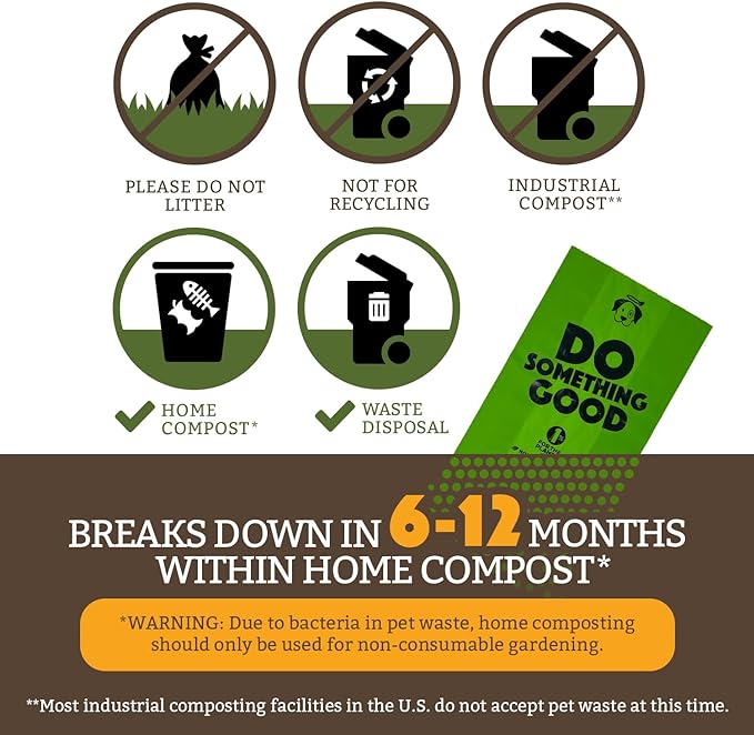 Doggy Do Good Poop Bags | Dog Waste Bags | Unscented, USDA Certified Biobased, Thick & Leak Proof, Easy Open | Standard Size | 100 Count on a Single Roll-Mewly Pet