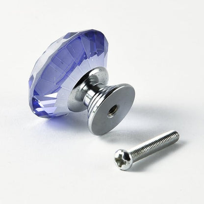 12pcs Diamond Shape Crystal Glass 30mm Drawer Knob Pull Handle Usd for Cabinet, Drawer (Blue)