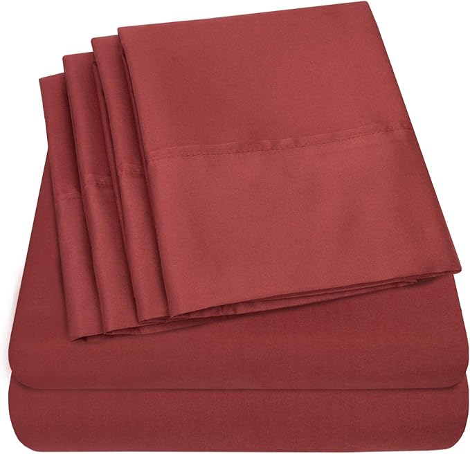 Twin Size Bed Sheets - 4 Piece 1500 Supreme Collection Fine Brushed Microfiber Deep Pocket Twin Sheet Set Bedding - 1 EXTRA PILLOW CASES, GREAT VALUE, Twin, Burgundy