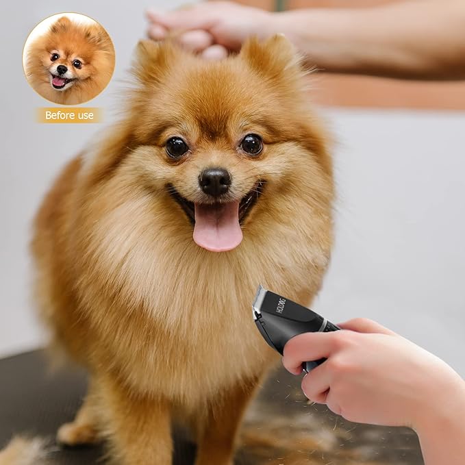 Dog Clippers Professional Heavy Duty Dog Grooming Clipper 3-Speed Low Noise High Power Rechargeable Cordless Pet Grooming Tools for Small & Large Dogs Cats Pets with Thick & Heavy Coats-Mewly Pet