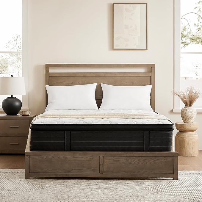 Full Size Mattress 12 Inch Hybrid Mattress in a Box with Bamboo Cover - Memory Foam Mattress with Memory Foam and Pocket Springs - Medium Firm Mattress with Pressure Relief