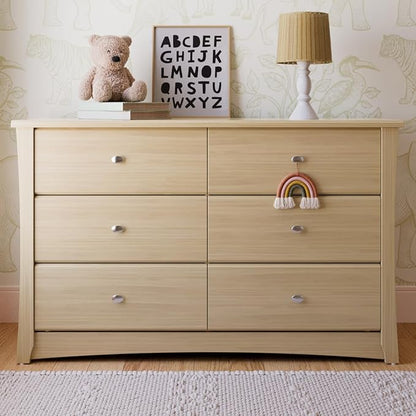 Storkcraft Crescent 6-Drawer Dresser (Driftwood)– GREENGUARD Gold Certified, Brown Dresser for Bedroom, Kids & Nursery Storage Chest, Safety Interlocking Drawers, Pre-Installed Tracks, Kids Chest