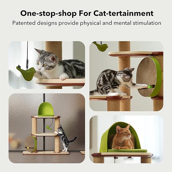 PETLIBRO Infinity Cat Tree Tower for Indoor Cats, Modular Design with Cat Bed, Toy, Felt Pads, Sisal Scratching Posts, 2-Second Setup, Sturdy Multi-Level Activity Center Cat Condo for Any Room-Mewly Pet