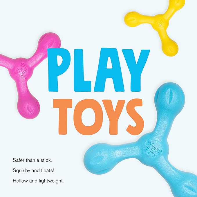 WEST PAW Zogoflex Air Skamp Tug-of-War Stick Dog Chew Toy – Hollow, Squishy Interactive Toy for Dogs, Puppies – for Chewing, Catch, Carry, Fetch, Dishwasher Safe, Latex-Free, Large 8.5", Hot Pink-Mewly Pet