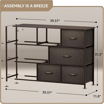 Sorbus Dresser with 8 Drawers - Chest Organizer Unit with Steel Frame Wood Top & Handle Easy Pull Fabric Bins for Clothes - Wide Storage Furniture for Bedroom, Hallway, Living Room, Nursery & Closet