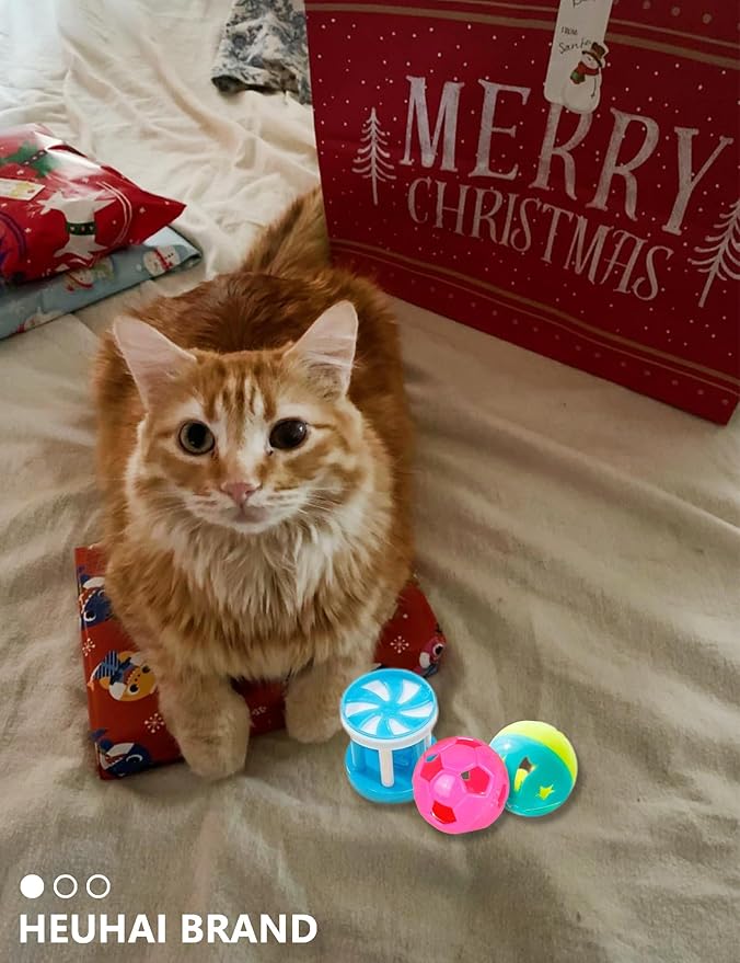 10-Pack Cat Toy Balls for Kittens and Adult Cats, Furry Fun (1.5'' - 2.1'', Cat Toys Value Pack)-Mewly Pet