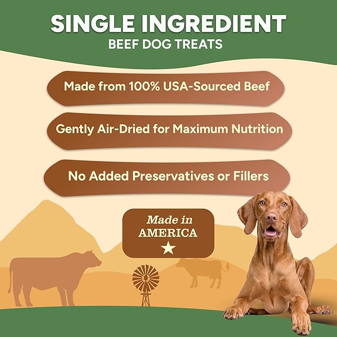 Gaines Family Farmstead Beef Chips for Dogs – 6 oz, Natural Single-Ingredient Dog Treats, High-Protein Rawhide-Free Chews, Healthy Grain-Free Snacks, Made in USA-Mewly Pet