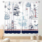 Nautical Curtains, Vintage Marine Coastal Sailboat Compass Anchor Ocean Beach Lighthouse Watercolor Blue Decorative Drapes for Bedroom Living Room Kitchen Bathroom Window 2 Panels, 42"x54" Inch